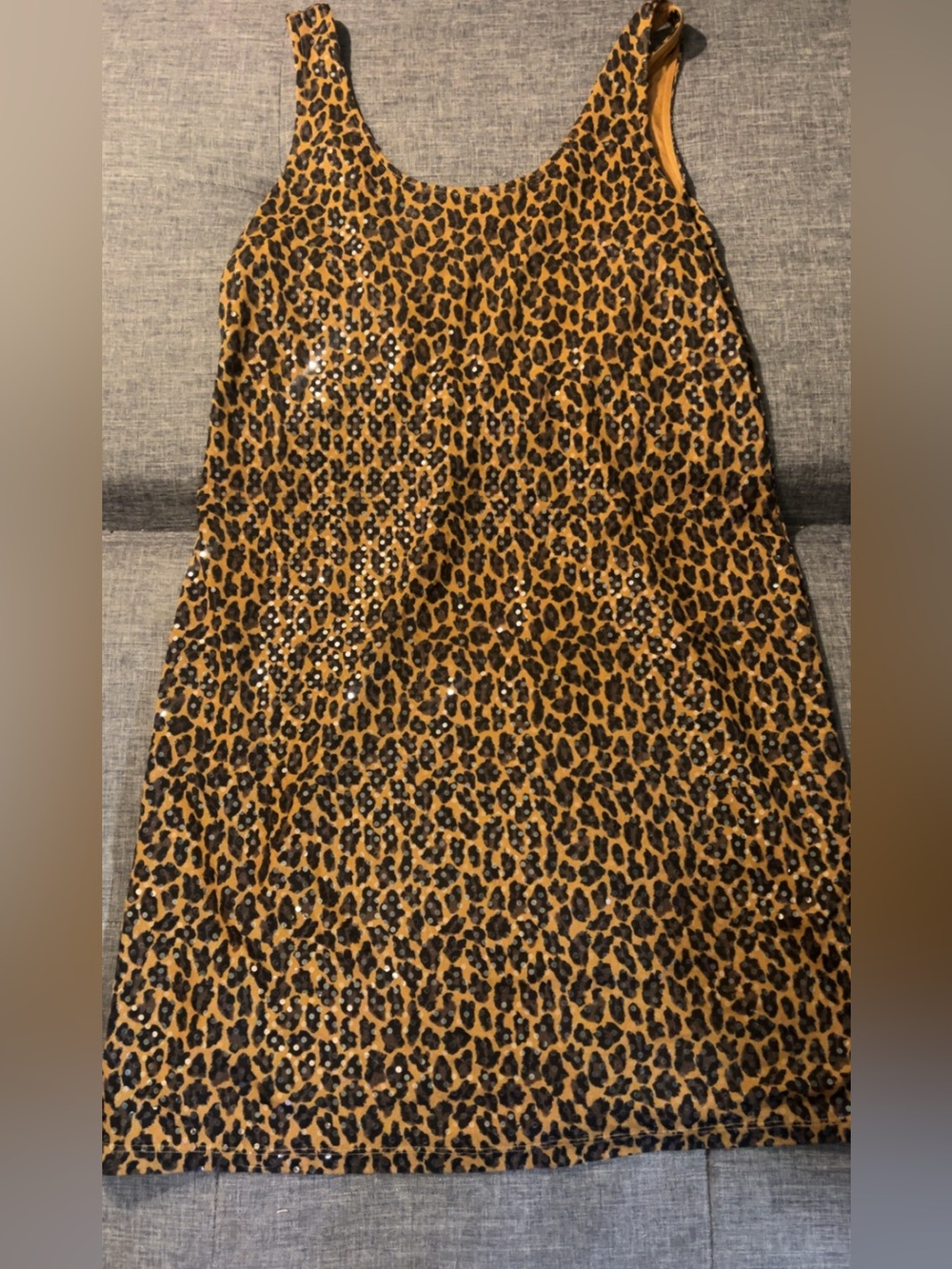 Express Girls' Leopard Sequin Tank Dress - Gold & Black